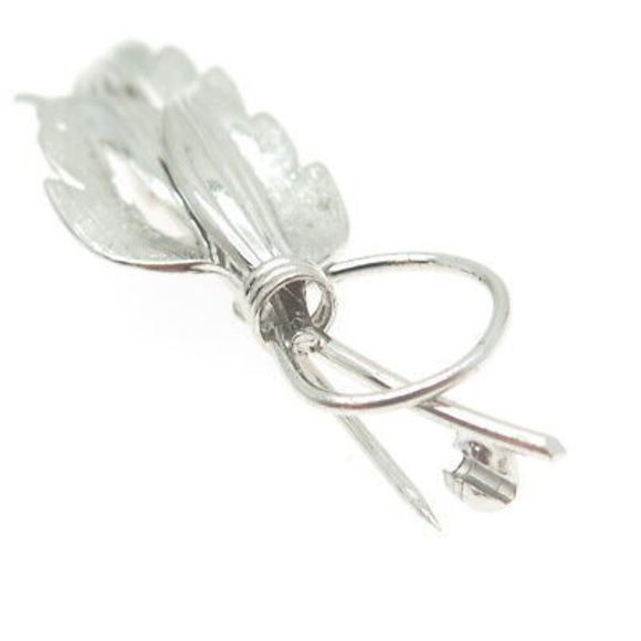 TRU-KAY 925 Sterling Silver Vintage Leaf Floral Pin Brooch - Picture 5 of 9